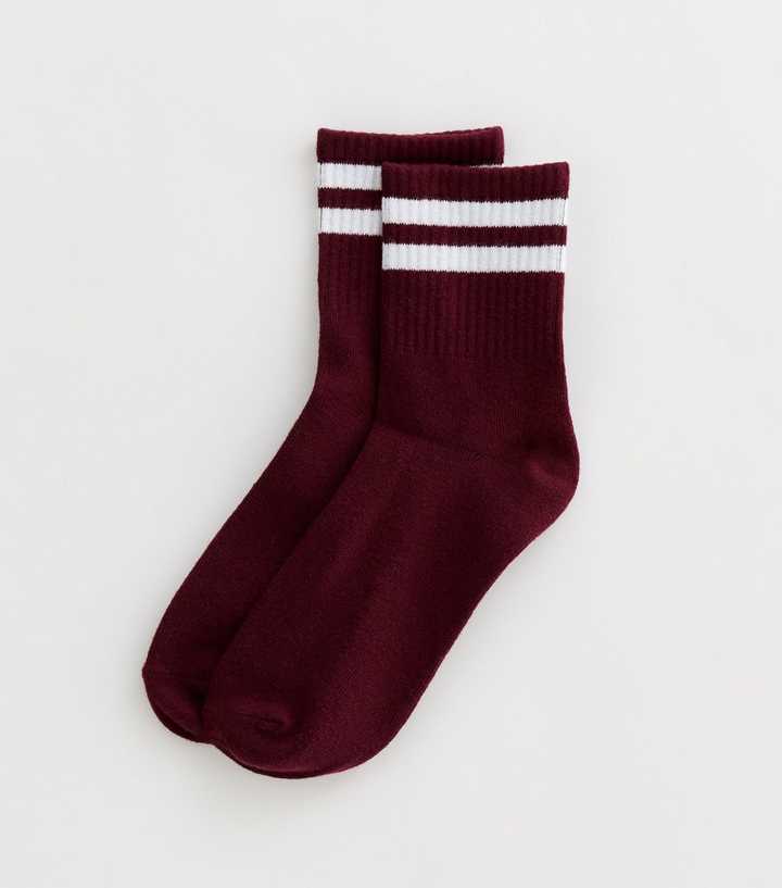 Burgundy Stripe Tube Socks
