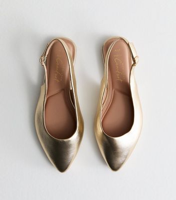 Gold fashion flat slingbacks