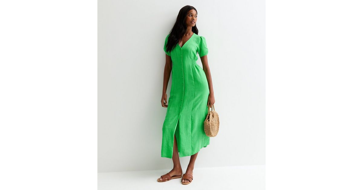 No 21 Italy Green Short Sleeve Dress Size 44 New