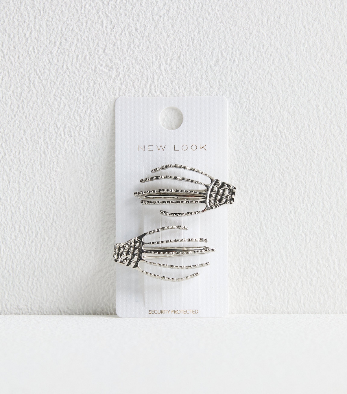 Silver Skeleton Hand Halloween Hair Slides New Look