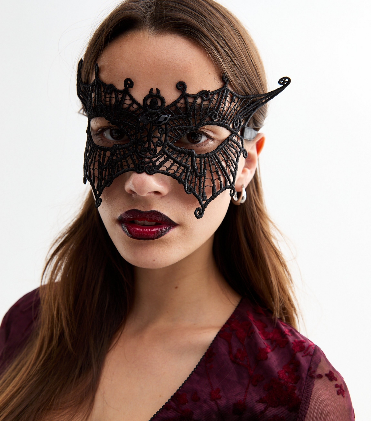 Black Lace Halloween Face Mask New Look