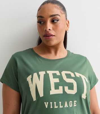 Curves Green West Village Print T-Shirt