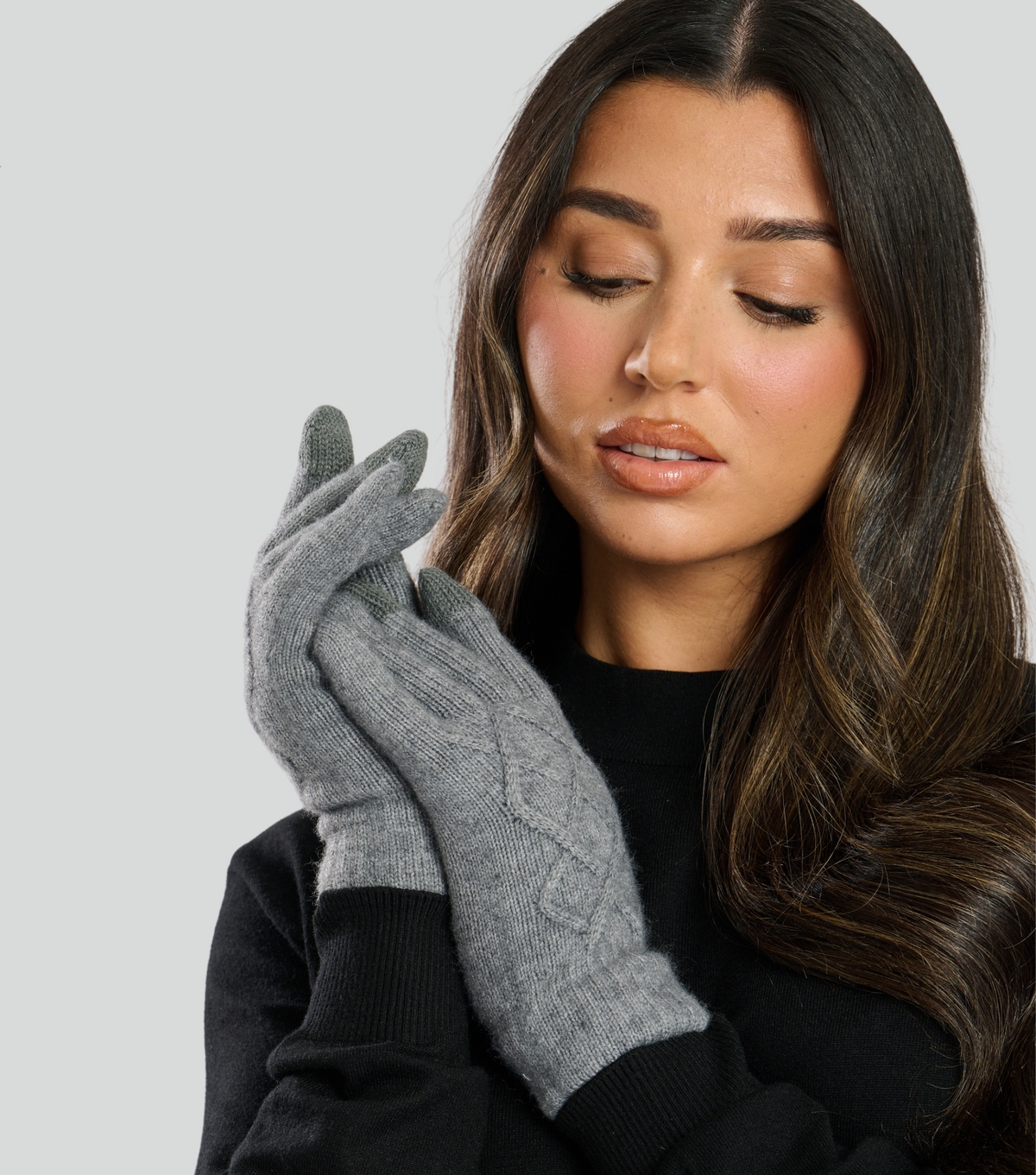 Grey Knit Touchscreen Gloves South Beach New Look