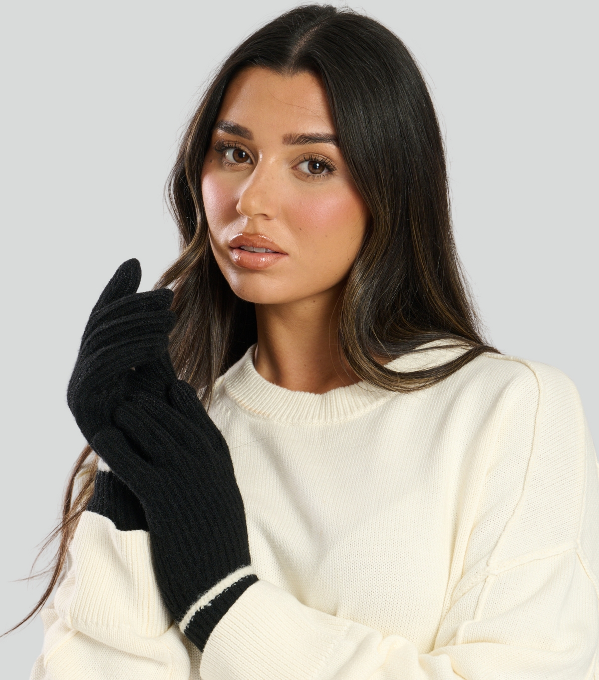 Black Contrast Stitch Gloves South Beach New Look