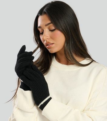 South Beach Black Contrast Stitch Gloves New Look