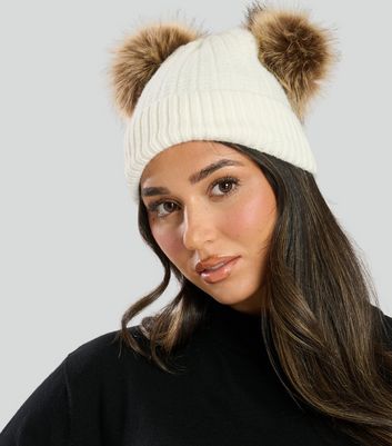 ANGELA & WILLIAM Women’s Double Pom Pom Beanie – Warm Winter Knit Hat, Cute Animal Look, One Size