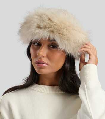 South Beach Cream Faux Fur Trim Beanie Hat