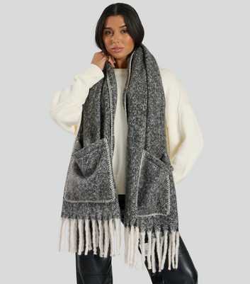 South Beach Grey Fluffy Pocket Scarf