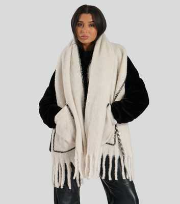 South Beach Cream Fluffy Pocket Scarf