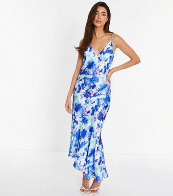 QUIZ Blue Marble Cami Maxi Dress | New Look