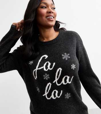 Curves Dark Grey Fa La La Jumper