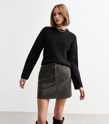 Faux leather skirt grey best sale