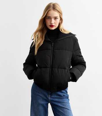 Black Panelled Puffer Jacket