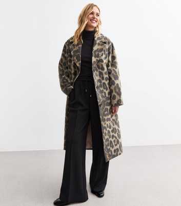 Brown Leopard Print 3 Button Coat