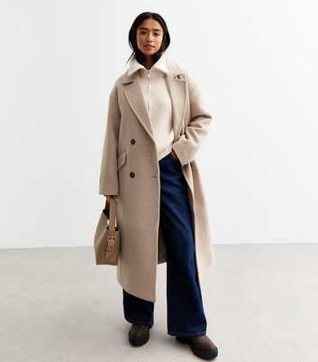 Petite Mink Double Breasted Longline Coat