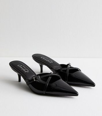 Black Kitten Heel Pointed Mules New Look