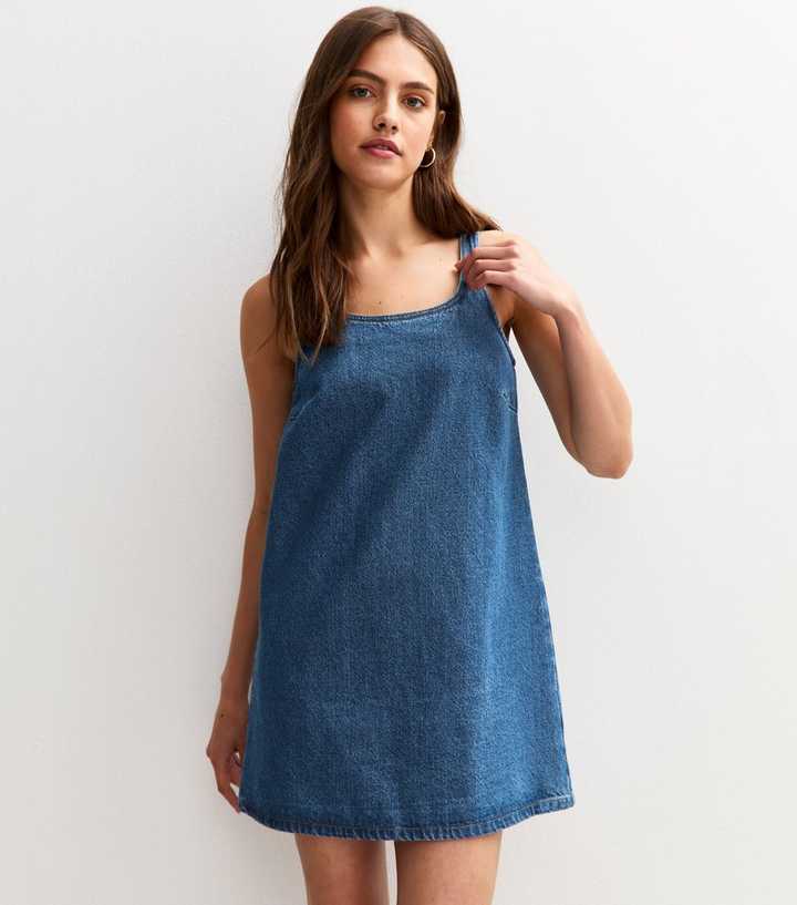 Blue A Line Denim Dress | New Look