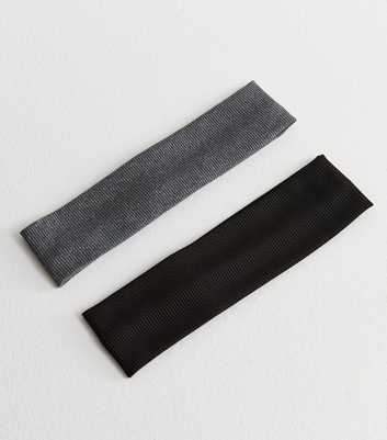 2 Pack of Black and Grey Stretch Headbands