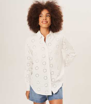 Gini London White Embroidered Cotton Shirt 