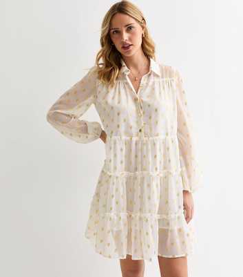 Gini London White Polka-Dot Shirt Smock Dress