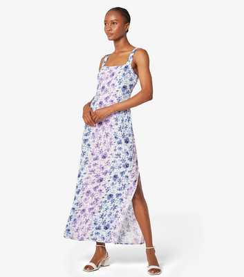 Apricot Purple Floral-Print Cami Maxi Dress