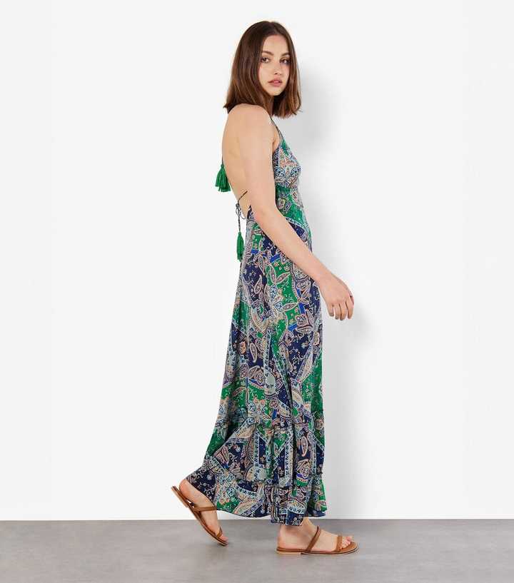 Apricot Green Scarf-Print Maxi Dress | New Look
