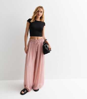 Gini London Pink Plisse Elasticated Trousers