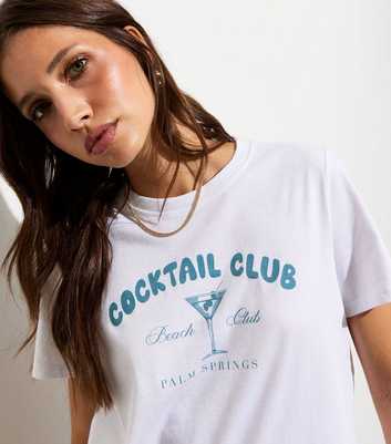 White Cocktail Club-Print Cotton T-Shirt