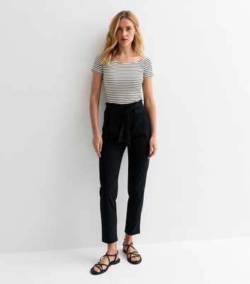 Gini London Black Belted High Waist Trousers