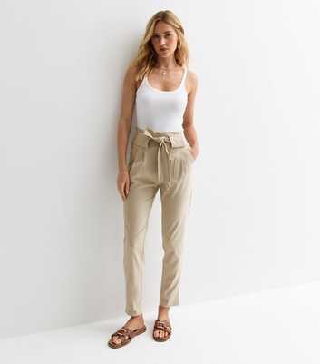 Gini London Stone Belted High Waist Trousers