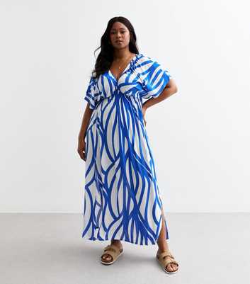 Curves Blue Pattern Maxi Beach Dress