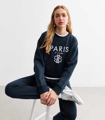 Navy Embroidered Jersey Sweatshirt