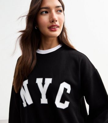 Black NYC Print Jersey Sweatshirt New Look