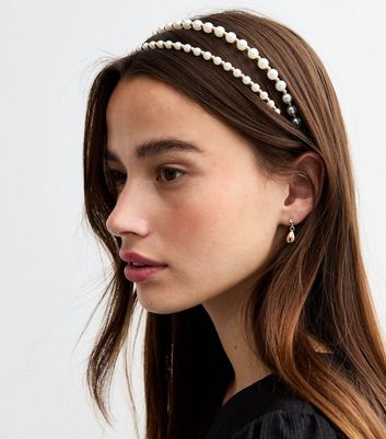 Faux Pearl Two Row Headband Buy Jon Richard Cream Pearl Double Row Headband from the  main image 2