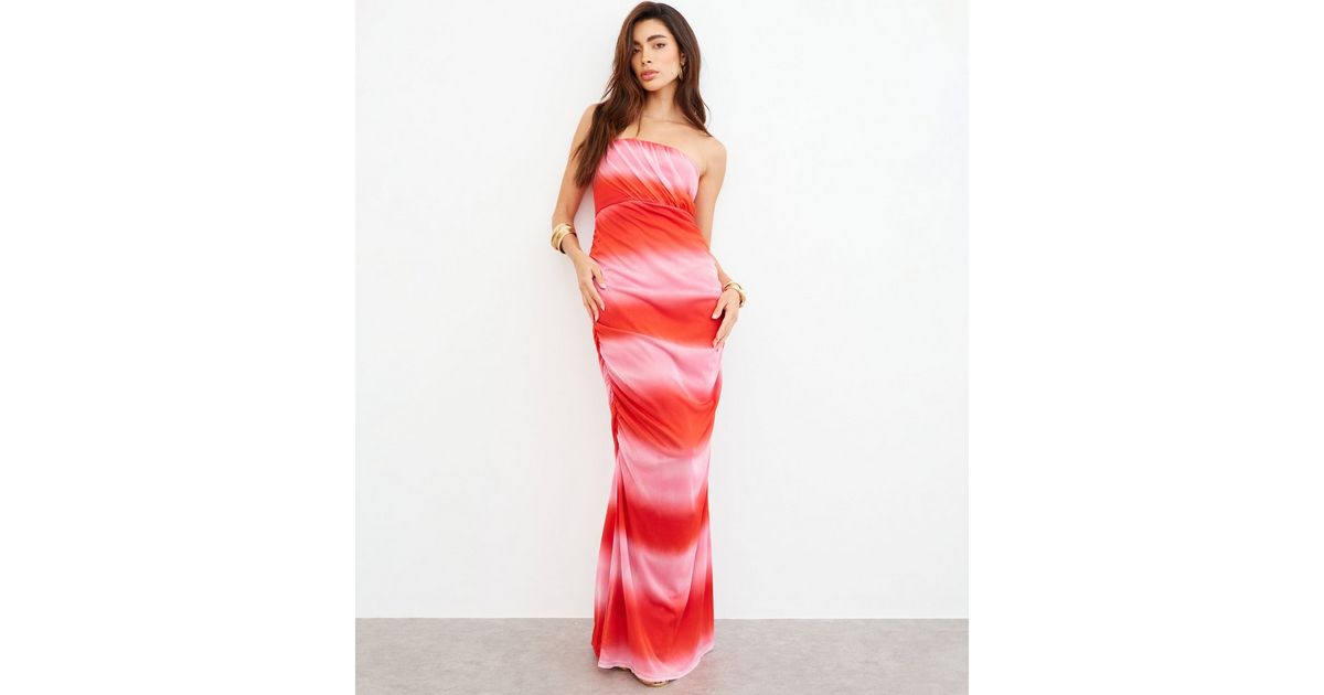 WKNDGIRL Mid Pink Mesh Bandeau Maxi Dress | New Look