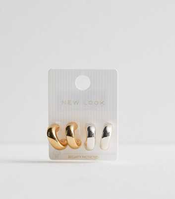 2 Pack of Gold and Silver Tone Hoop Earrings