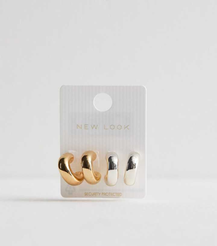 2 Pack of Gold and Silver Tone Hoop Earrings