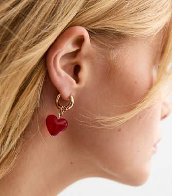 Red round earrings online female new ear