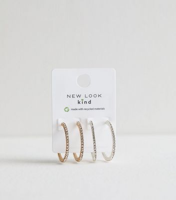2 Pack of Multicoloured Diamante Hoop Earrings