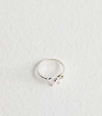 Silver Tone Bow Ring