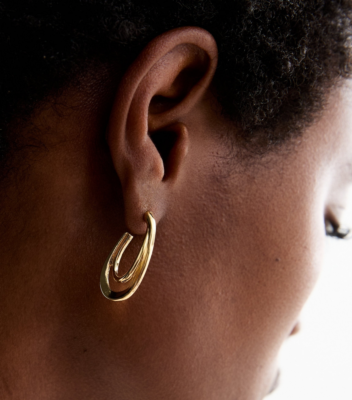 18ct Gold Plated Layered Oval Hoop Earrings New Look