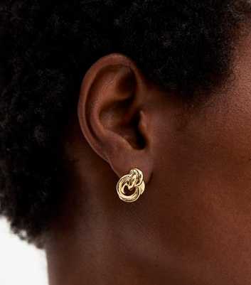 18ct Gold Plated Knot Doorknocker Earrings