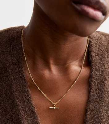 18ct Gold Plated Bar Charm Pendant Necklace