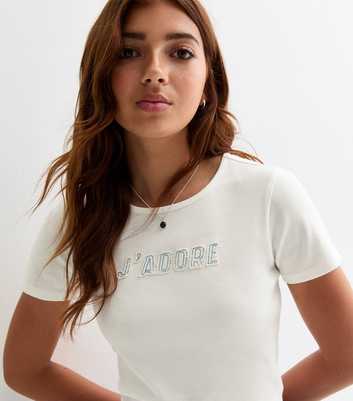 Girls Off White J'Adore Appliqué Cotton T-Shirt