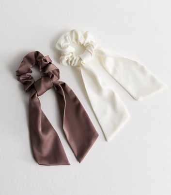 2 Pack of Multicoloured Satin Bow Scrunchies