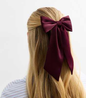 Burgundy Satin Bow Hair Slide