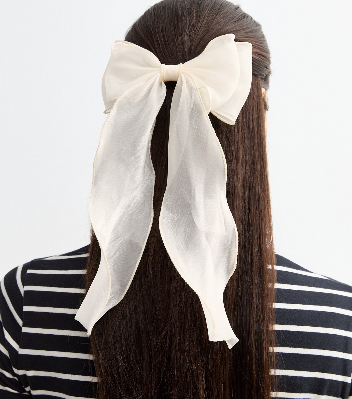 Cream Organza Bow Hair Slide New Look