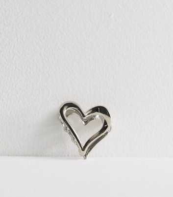 Silver Tone Heart Cutout Hair Claw Clip