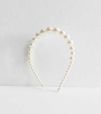 Cream Faux Pearl Headband 