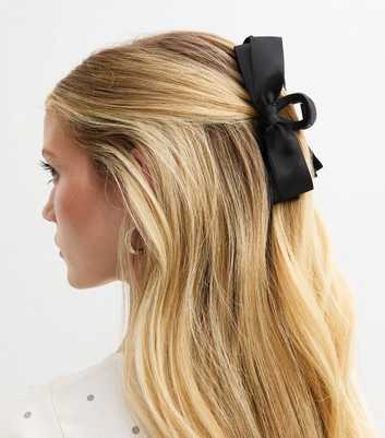 Black Satin Bow Hair Clip